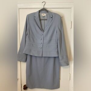 Talbots baby blue wool skirt suit